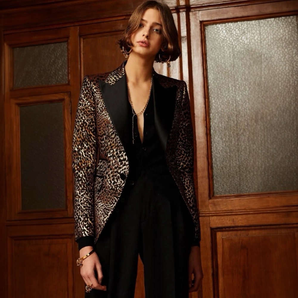 Dsquared2 Runway Tuxedo Blazer Leopard Brocade Metallic US 2, XS - Picture 4 of 16